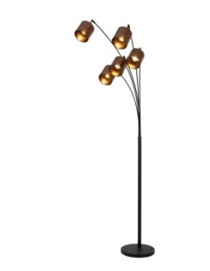 Lampadaire arceau noir et cuivre - 5 x E14 - Lucide - Rankos