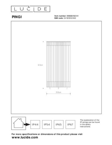 Pingi - Lucide - Lampadaire extérieur autonome - dessin technique