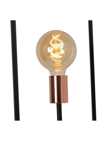 Arthur  de Lucide - Lampadaire Led  3xE27  Métal Noir - douille cuivrée
