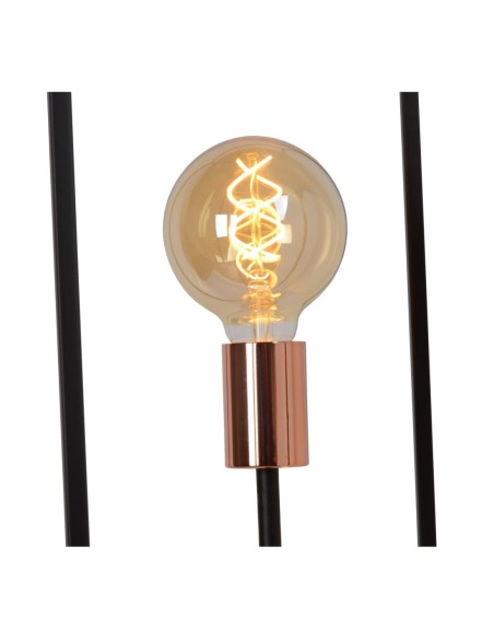 Arthur  de Lucide - Lampadaire Led  3xE27  Métal Noir - douille cuivrée