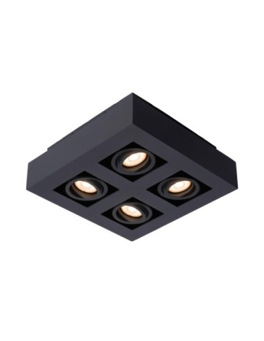 Plafonnier LED Dim to warm GU10 4x5W 2200K/3000K Noir - Lucide- Xirax