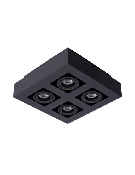 Plafonnier LED Dim to warm GU10 4x5W 2200K/3000K Noir - Lucide- Xirax