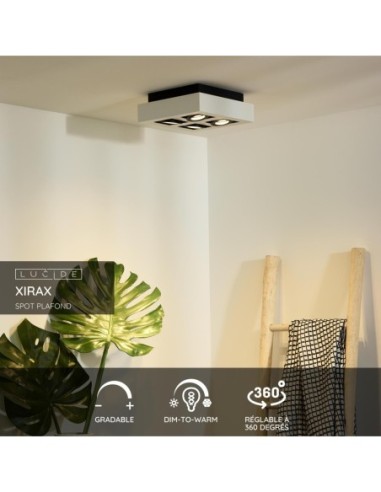Plafonnier LED Dim to warm GU10 4x5W 2200K/3000K Blanc - Lucide - Xirax