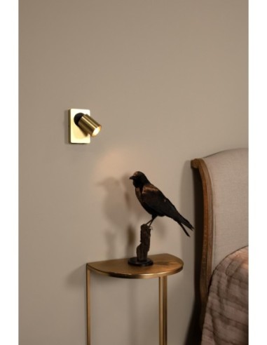 Lucide NIGEL Lampe de chevet / Applique mural LED Dim to warm GU10 1x5W 2200K/3000K Point de rechargement USB Or Mat / Laiton |