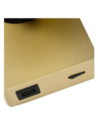 Lucide NIGEL Lampe de chevet / Applique mural LED Dim to warm GU10 1x5W 2200K/3000K Point de rechargement USB Or Mat / Laiton |