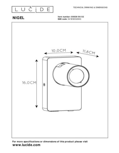 Lucide NIGEL Lampe de chevet / Applique mural LED Dim to warm GU10 1x5W 2200K/3000K Point de rechargement USB Or Mat / Laiton |
