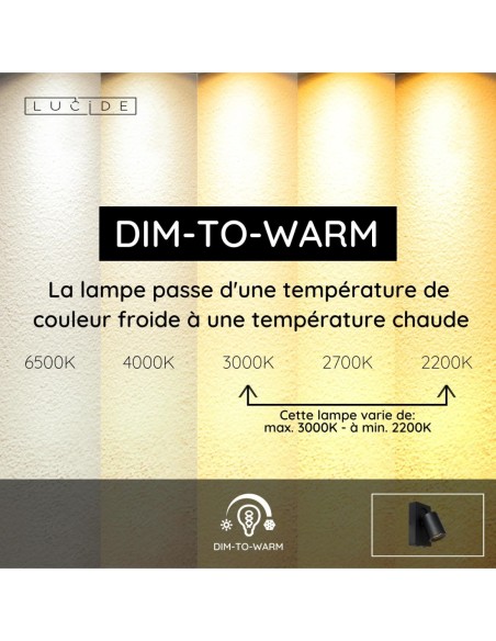 Lucide NIGEL Lampe de chevet / Applique mural LED Dim to warm GU10 1x5W 2200K/3000K Point de rechargement USB Noir | Deko Light