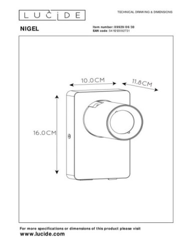 Lucide NIGEL Lampe de chevet / Applique mural LED Dim to warm GU10 1x5W 2200K/3000K Point de rechargement USB Noir | Deko Light
