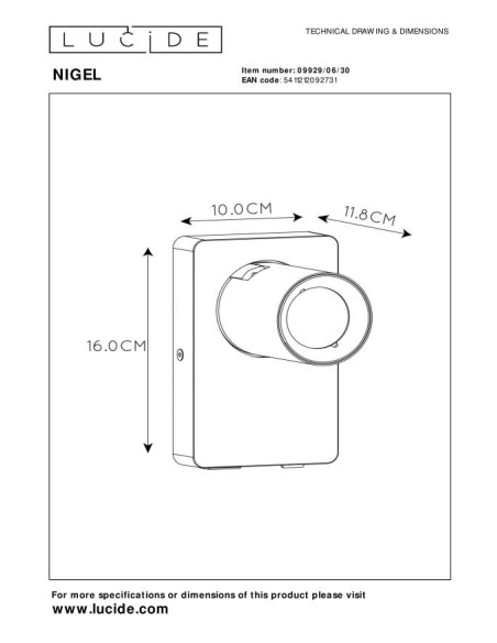 Lucide NIGEL Lampe de chevet / Applique mural LED Dim to warm GU10 1x5W 2200K/3000K Point de rechargement USB Noir | Deko Light