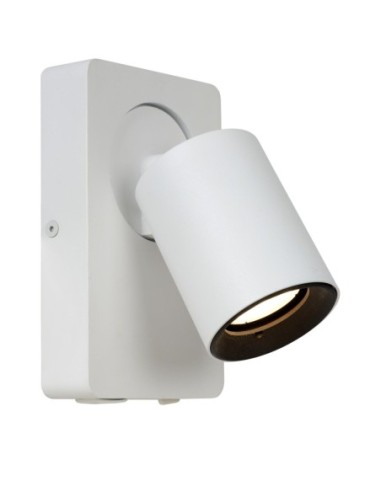 Lucide NIGEL Lampe de chevet / Applique mural LED Dim to warm GU10 1x5W 2200K/3000K Point de rechargement USB Blanc | Deko Light