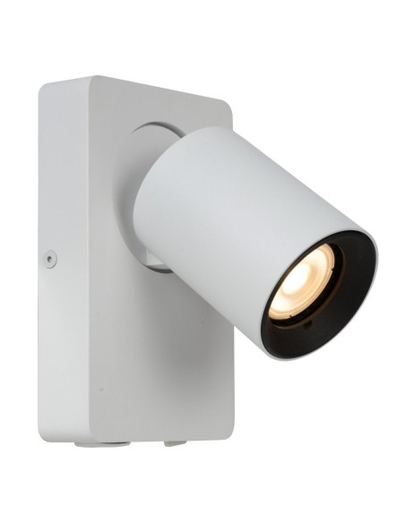 Lucide NIGEL Lampe de chevet / Applique mural LED Dim to warm GU10 1x5W 2200K/3000K Point de rechargement USB Blanc | Deko Light