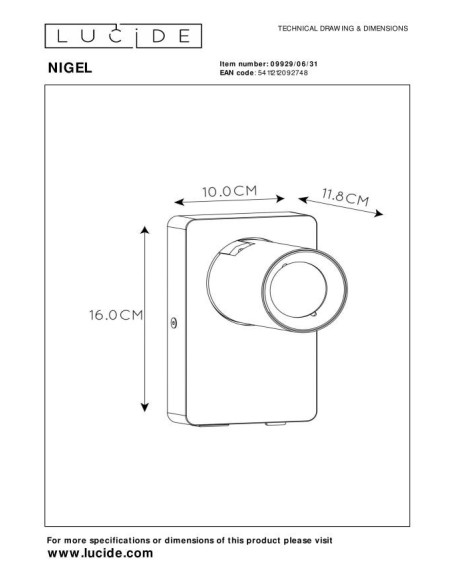 Lucide NIGEL Lampe de chevet / Applique mural LED Dim to warm GU10 1x5W 2200K/3000K Point de rechargement USB Blanc | Deko Light