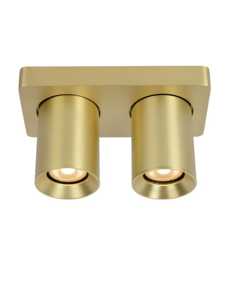Lucide NIGEL Spot plafond LED Dim to warm GU10 2x5W 2200K/3000K Or Mat / Laiton | Deko Light