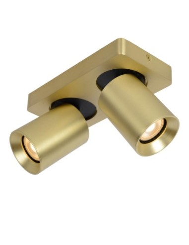 Lucide NIGEL Spot plafond LED Dim to warm GU10 2x5W 2200K/3000K Or Mat / Laiton | Deko Light
