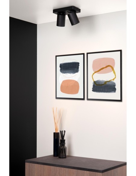 Lucide NIGEL Spot plafond LED Dim to warm GU10 2x5W 2200K/3000K Noir | Deko Light