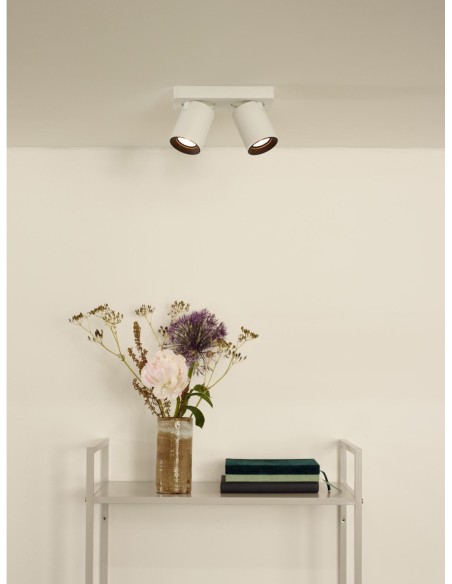 Lucide NIGEL Spot plafond LED Dim to warm GU10 2x5W 2200K/3000K Blanc | Deko Light