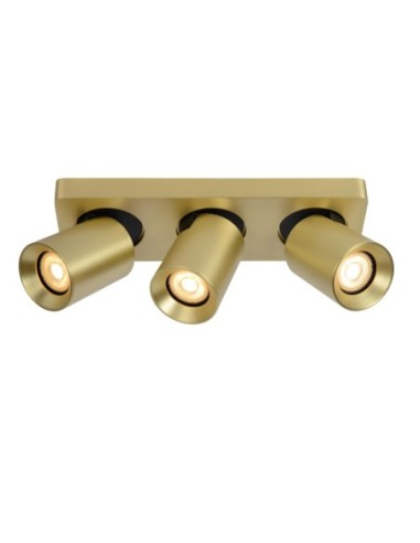 Lucide NIGEL Spot plafond LED Dim to warm GU10 3x5W 2200K/3000K Or Mat / Laiton | Deko Light