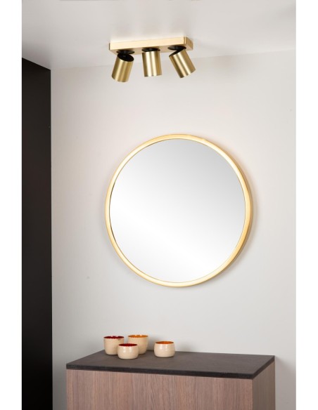 Lucide NIGEL Spot plafond LED Dim to warm GU10 3x5W 2200K/3000K Or Mat / Laiton | Deko Light