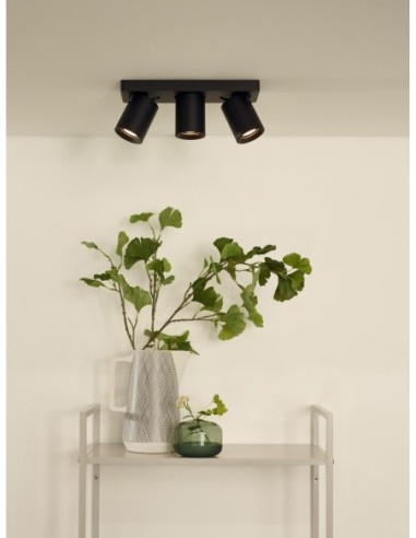 Lucide NIGEL Spot plafond LED Dim to warm GU10 3x5W 2200K/3000K Noir | Deko Light