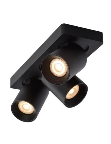 Lucide NIGEL Spot plafond LED Dim to warm GU10 3x5W 2200K/3000K Noir | Deko Light