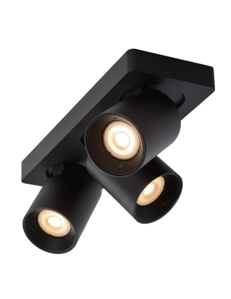 Lucide NIGEL Spot plafond LED Dim to warm GU10 3x5W 2200K/3000K Noir | Deko Light