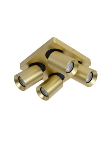 Lucide NIGEL Spot plafond LED Dim to warm GU10 4x5W 2200K/3000K Or Mat / Laiton | Deko Light