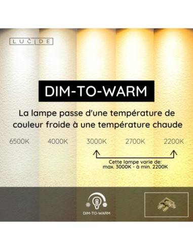Plafonnier LED Dim to warm GU10 4x5W 2200K/3000K Or Mat - Lucide - Nigel