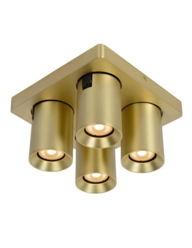 Plafonnier LED Dim to warm GU10 4x5W 2200K/3000K Or Mat - Lucide - Nigel