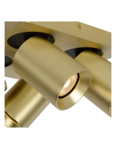 Lucide NIGEL Spot plafond LED Dim to warm GU10 4x5W 2200K/3000K Or Mat / Laiton | Deko Light