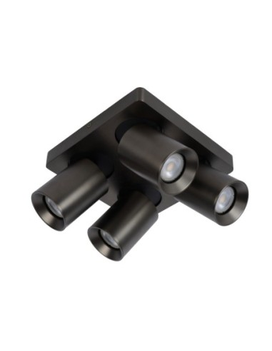 Plafonnier LED  GU10 4x5W 2200K/3000K Anthracite - Lucide - Nigel