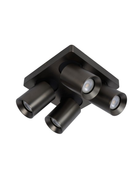 Plafonnier LED  GU10 4x5W 2200K/3000K Anthracite - Lucide - Nigel