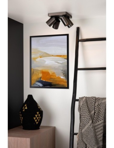 Plafonnier LED  GU10 4x5W 2200K/3000K Anthracite - Lucide - Nigel