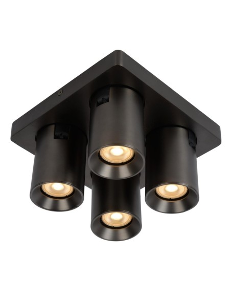Plafonnier LED  GU10 4x5W 2200K/3000K Anthracite - Lucide - Nigel