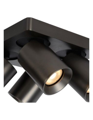 Plafonnier LED  GU10 4x5W 2200K/3000K Anthracite - Lucide - Nigel