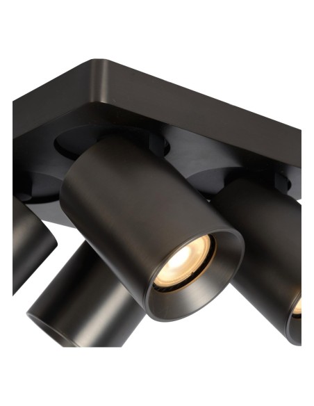 Plafonnier LED  GU10 4x5W 2200K/3000K Anthracite - Lucide - Nigel