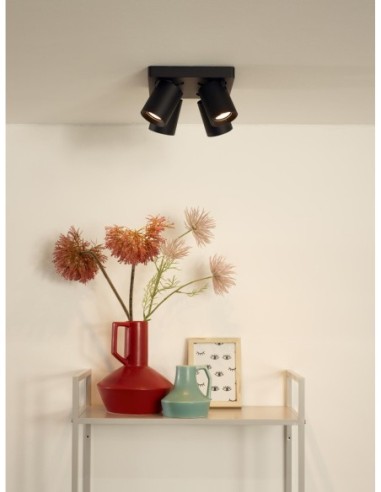 Lucide NIGEL Spot plafond LED Dim to warm GU10 4x5W 2200K/3000K Noir | Deko Light