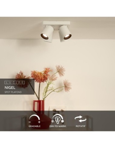Lucide NIGEL Spot plafond LED Dim to warm GU10 4x5W 2200K/3000K Blanc | Deko Light