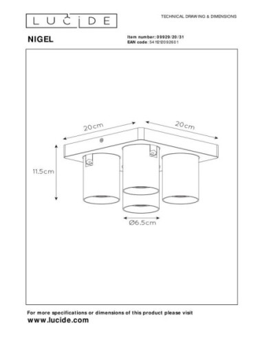 Lucide NIGEL Spot plafond LED Dim to warm GU10 4x5W 2200K/3000K Blanc | Deko Light