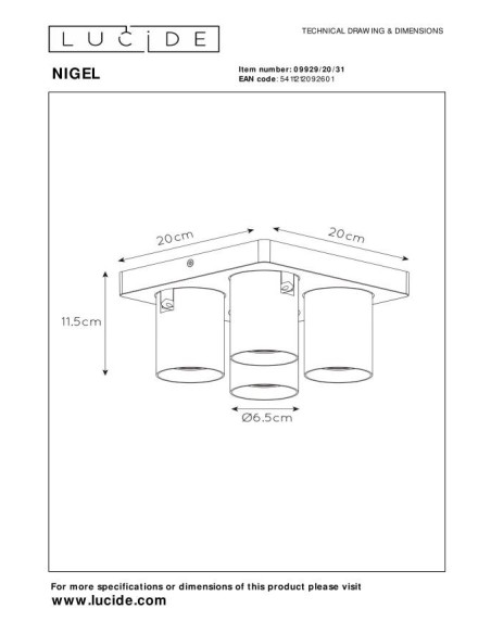 Lucide NIGEL Spot plafond LED Dim to warm GU10 4x5W 2200K/3000K Blanc | Deko Light