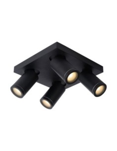 Plafonnier LED Dim to warm GU10 4x5W 2200K/3000K IP44 Noir - Lucide - Taylor