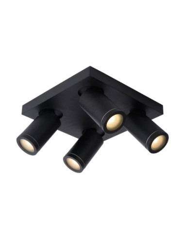 Plafonnier LED Dim to warm GU10 4x5W 2200K/3000K IP44 Noir - Lucide - Taylor