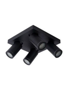 Plafonnier LED Dim to warm GU10 4x5W 2200K/3000K IP44 Noir - Lucide - Taylor 2