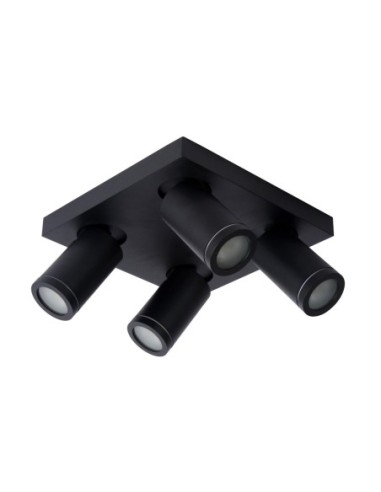Plafonnier LED Dim to warm GU10 4x5W 2200K/3000K IP44 Noir - Lucide - Taylor