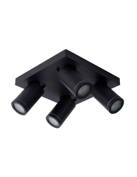 Plafonnier LED Dim to warm GU10 4x5W 2200K/3000K IP44 Noir - Lucide - Taylor