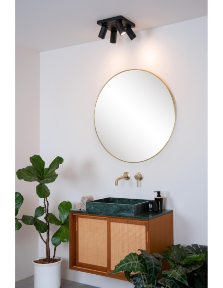 Plafonnier LED Dim to warm GU10 4x5W 2200K/3000K IP44 Noir - Lucide - Taylor