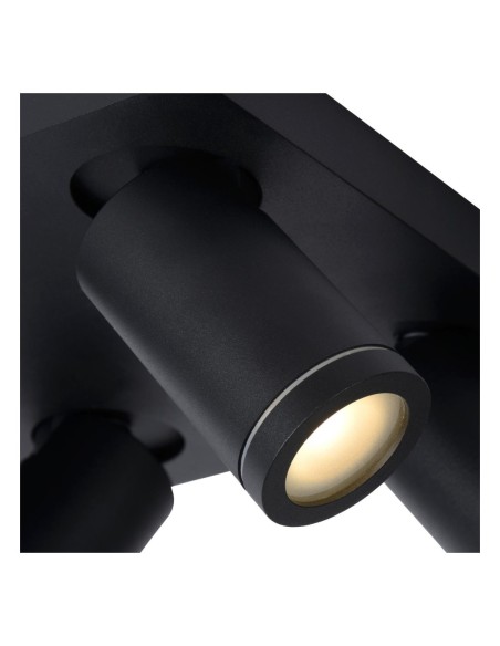 Plafonnier LED Dim to warm GU10 4x5W 2200K/3000K IP44 Noir - Lucide - Taylor