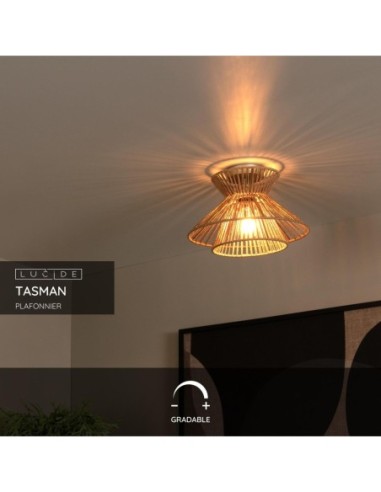 Lucide TASMAN Plafonnier Diam. 32 cm 1xE27 Naturel | Deko Light