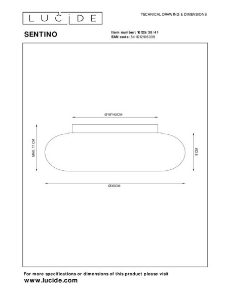 Sentino  - Lucide - Plafonnier verre et métal - dessin technique