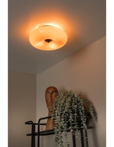 Sentino de Lucide - Plafonnier verre et métal  orange