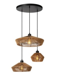 Suspension Diam. 60 cm 3xE27 60 W Naturel et Noir - Lucide - Yunkai